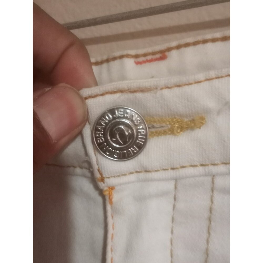 True Religion Women's White Skinny Cut-Off Low Rise Denim Jean Shorts Sz 27 - Picture 5 of 14